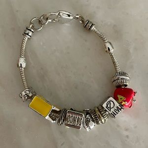 Unique School Themed Silver Charm Bracelet